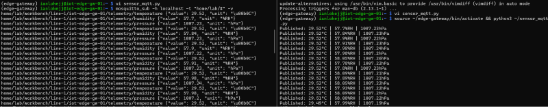 Live sensor data flowing through MQTT with ISA-95 topic structure